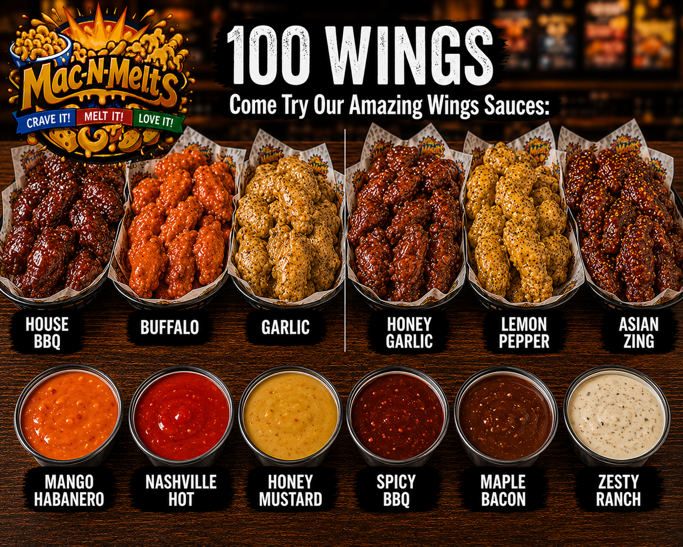 100 Wings Regular or Boneless (Choose Your Sauce)
